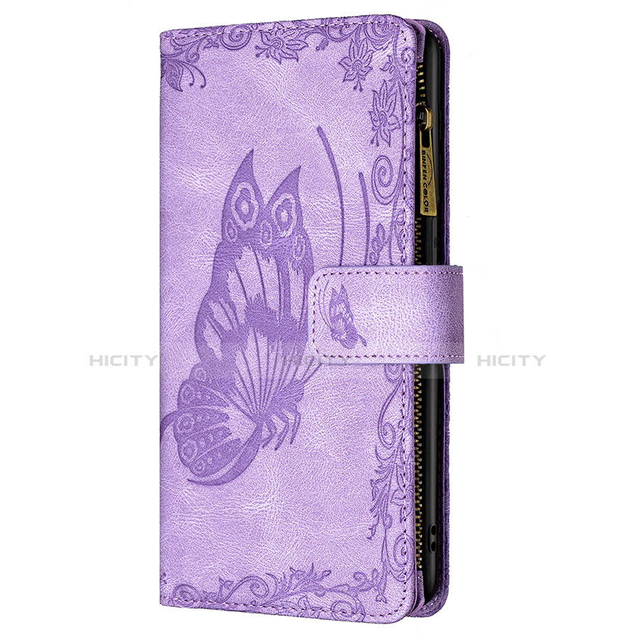 Handytasche Stand Schutzhülle Flip Leder Hülle Schmetterling L08 für Apple iPhone 13 Pro Max Violett groß