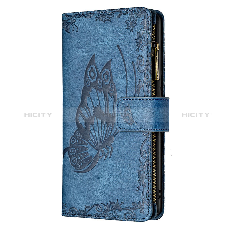 Handytasche Stand Schutzhülle Flip Leder Hülle Schmetterling L08 für Apple iPhone 14 Pro Blau