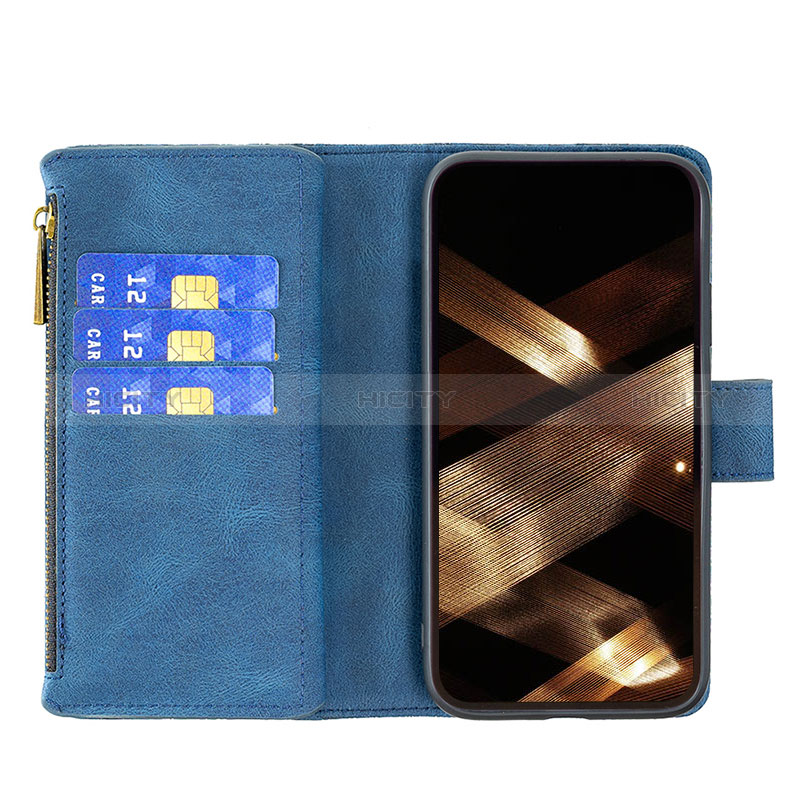 Handytasche Stand Schutzhülle Flip Leder Hülle Schmetterling L08 für Apple iPhone 14 Pro Blau