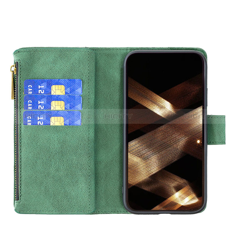 Handytasche Stand Schutzhülle Flip Leder Hülle Schmetterling L08 für Apple iPhone 14 Pro Max Grün groß