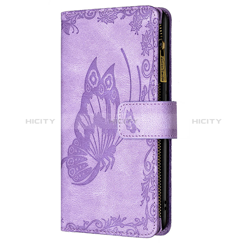 Handytasche Stand Schutzhülle Flip Leder Hülle Schmetterling L08 für Apple iPhone 14 Pro Max Violett