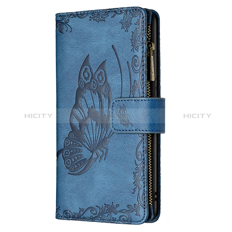 Handytasche Stand Schutzhülle Flip Leder Hülle Schmetterling L08 für Apple iPhone 15 Blau