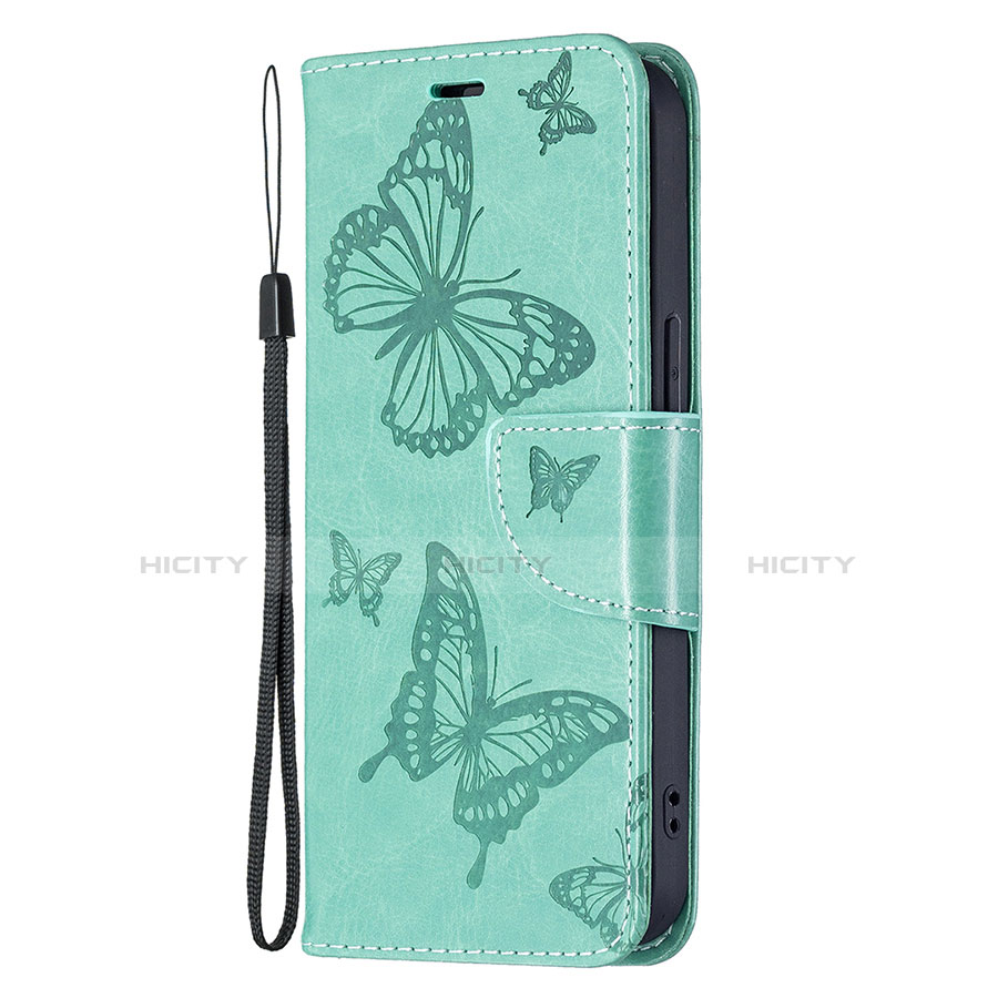 Handytasche Stand Schutzhülle Flip Leder Hülle Schmetterling L09 für Apple iPhone 13 Grün