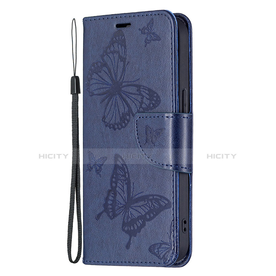 Handytasche Stand Schutzhülle Flip Leder Hülle Schmetterling L09 für Apple iPhone 13 Mini Blau