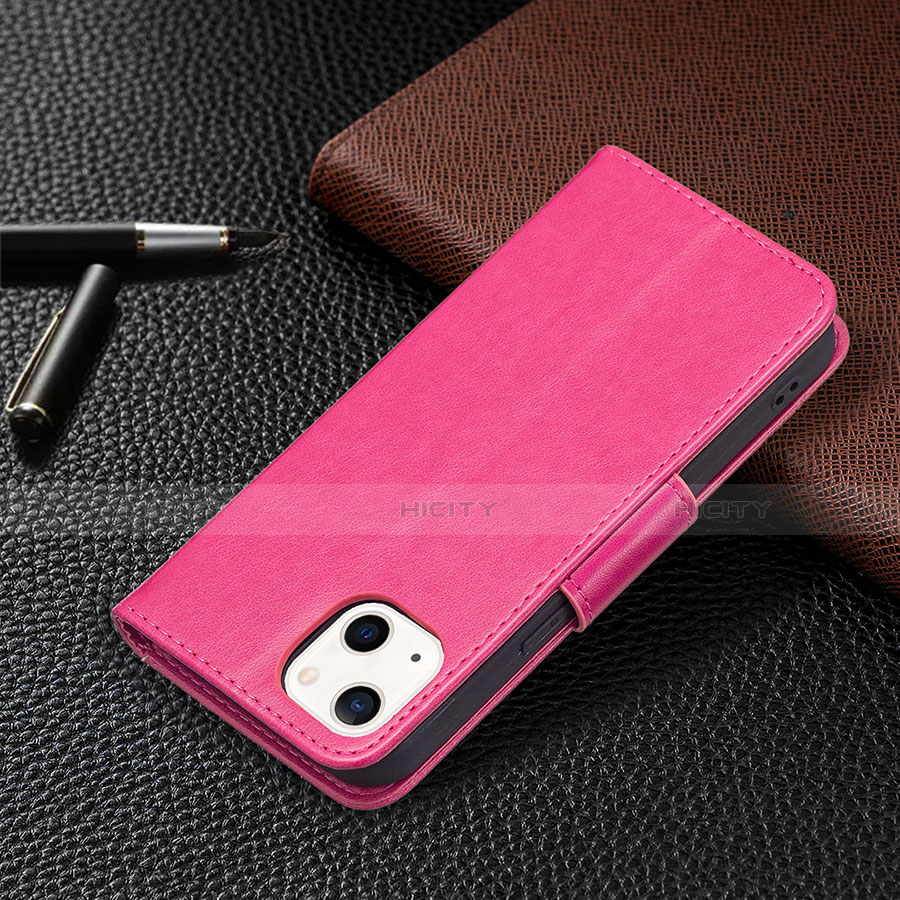 Handytasche Stand Schutzhülle Flip Leder Hülle Schmetterling L09 für Apple iPhone 13 Mini Pink