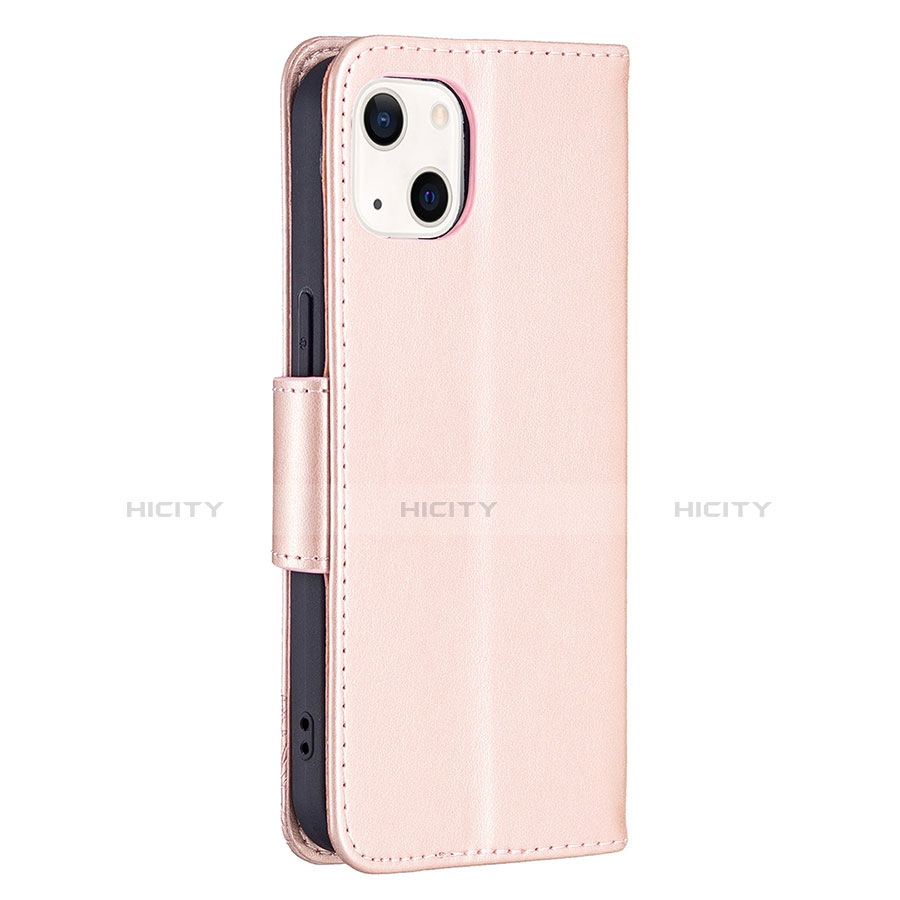 Handytasche Stand Schutzhülle Flip Leder Hülle Schmetterling L09 für Apple iPhone 13 Mini Rosa groß