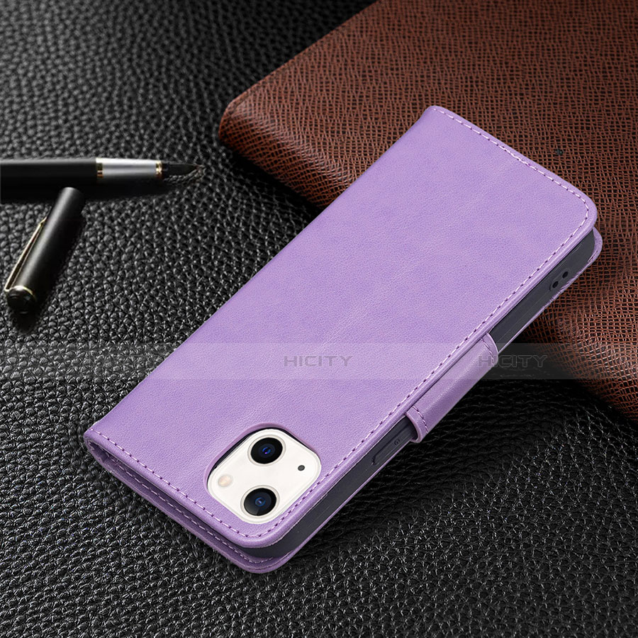 Handytasche Stand Schutzhülle Flip Leder Hülle Schmetterling L09 für Apple iPhone 13 Mini Violett