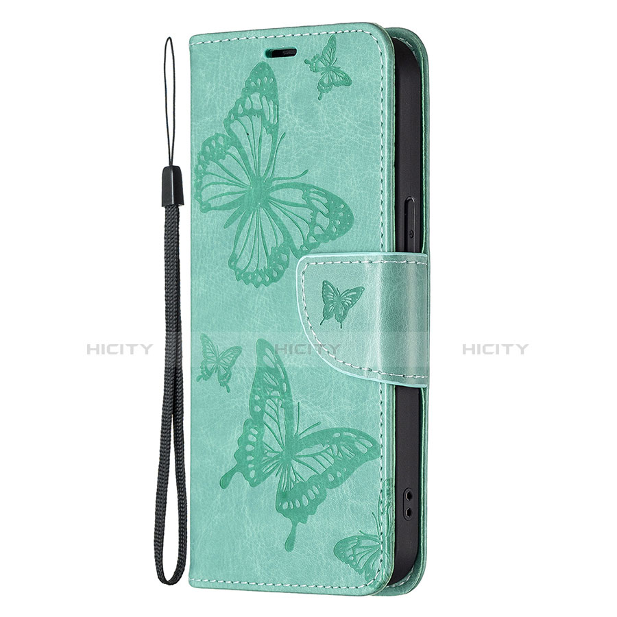 Handytasche Stand Schutzhülle Flip Leder Hülle Schmetterling L09 für Apple iPhone 13 Pro Grün