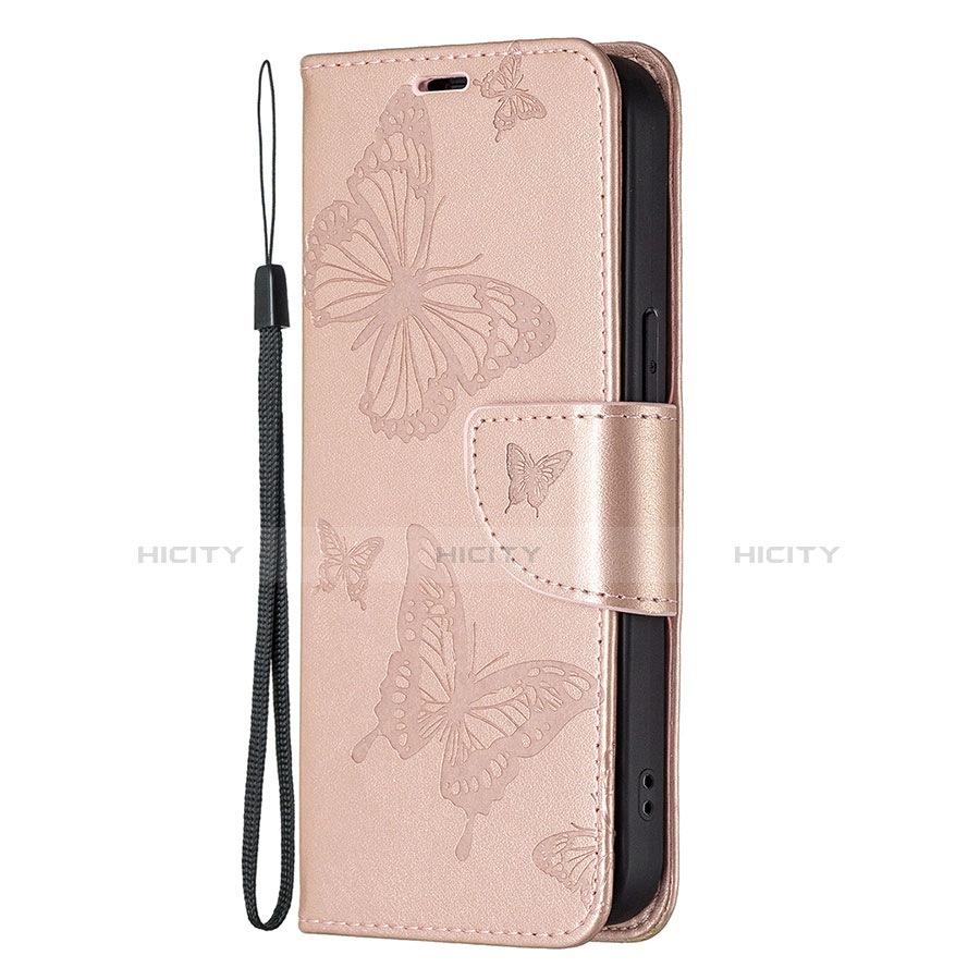 Handytasche Stand Schutzhülle Flip Leder Hülle Schmetterling L09 für Apple iPhone 13 Pro Max Rosa