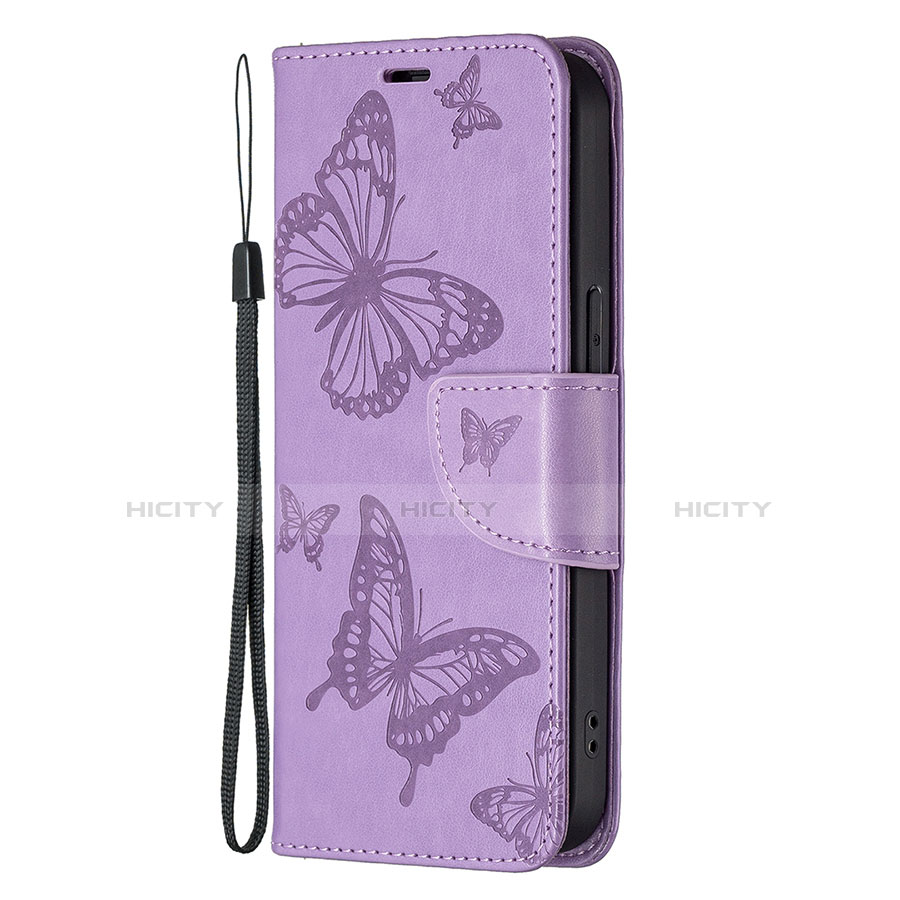 Handytasche Stand Schutzhülle Flip Leder Hülle Schmetterling L09 für Apple iPhone 13 Pro Max Violett