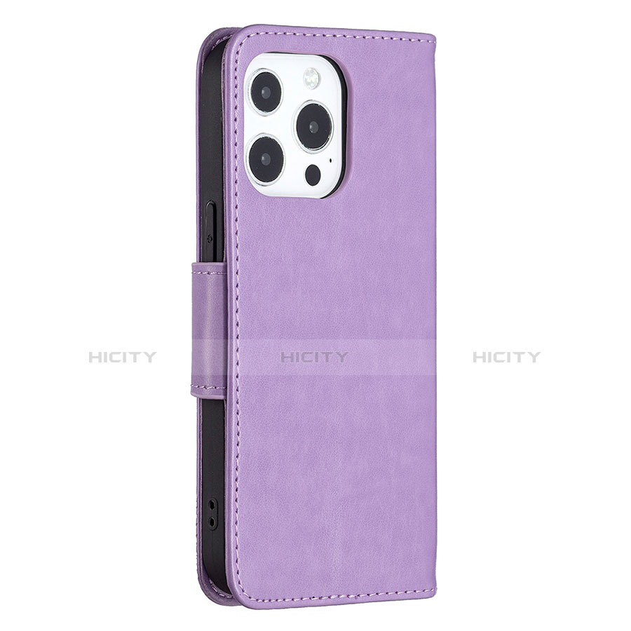 Handytasche Stand Schutzhülle Flip Leder Hülle Schmetterling L09 für Apple iPhone 13 Pro Max Violett