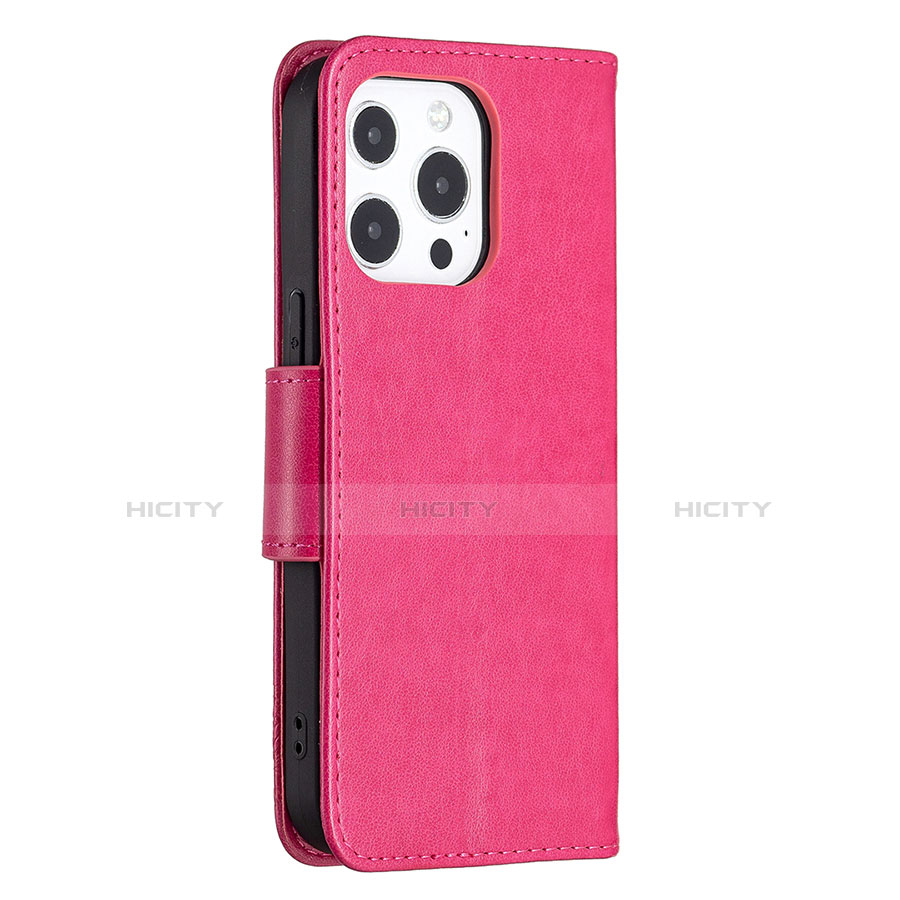 Handytasche Stand Schutzhülle Flip Leder Hülle Schmetterling L09 für Apple iPhone 13 Pro Pink