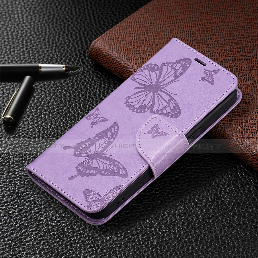 Handytasche Stand Schutzhülle Flip Leder Hülle Schmetterling L09 für Apple iPhone 13 Pro Violett