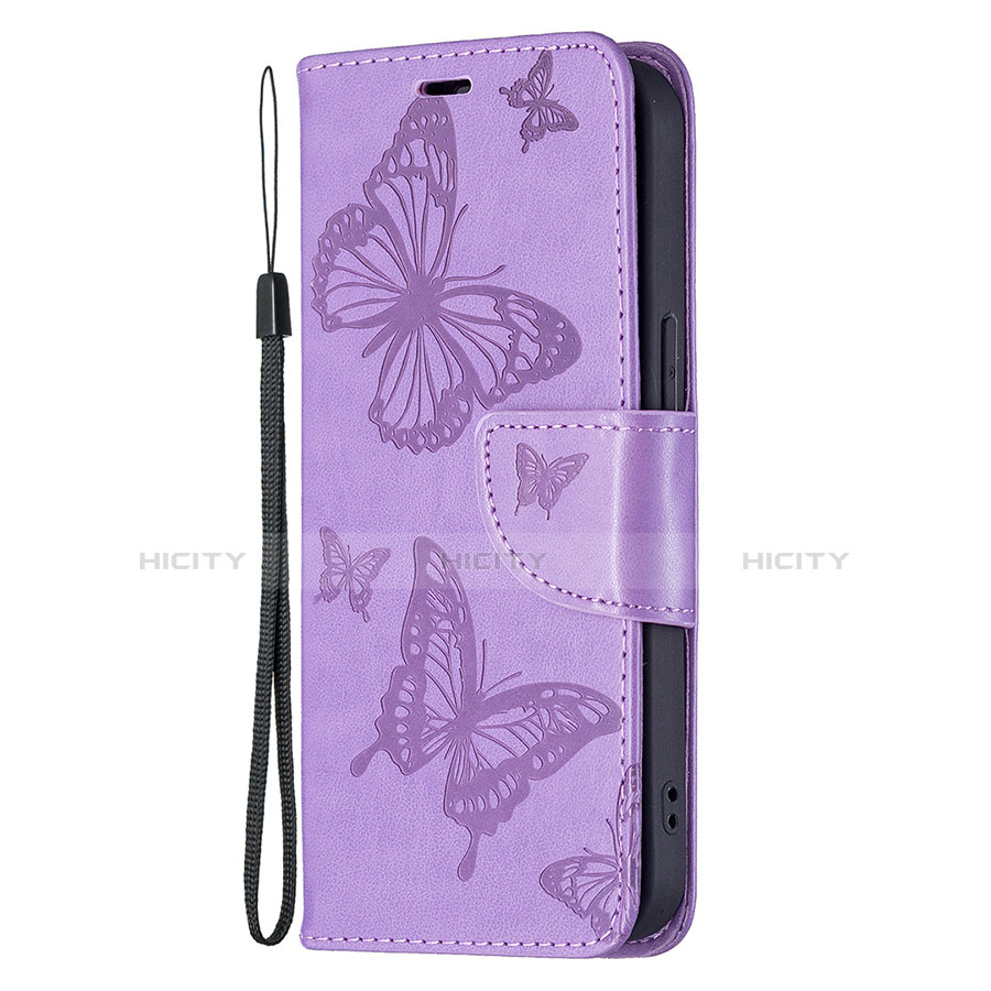 Handytasche Stand Schutzhülle Flip Leder Hülle Schmetterling L09 für Apple iPhone 14 Plus Violett