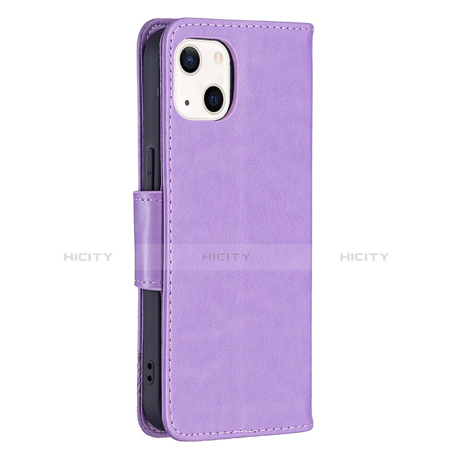 Handytasche Stand Schutzhülle Flip Leder Hülle Schmetterling L09 für Apple iPhone 14 Plus Violett