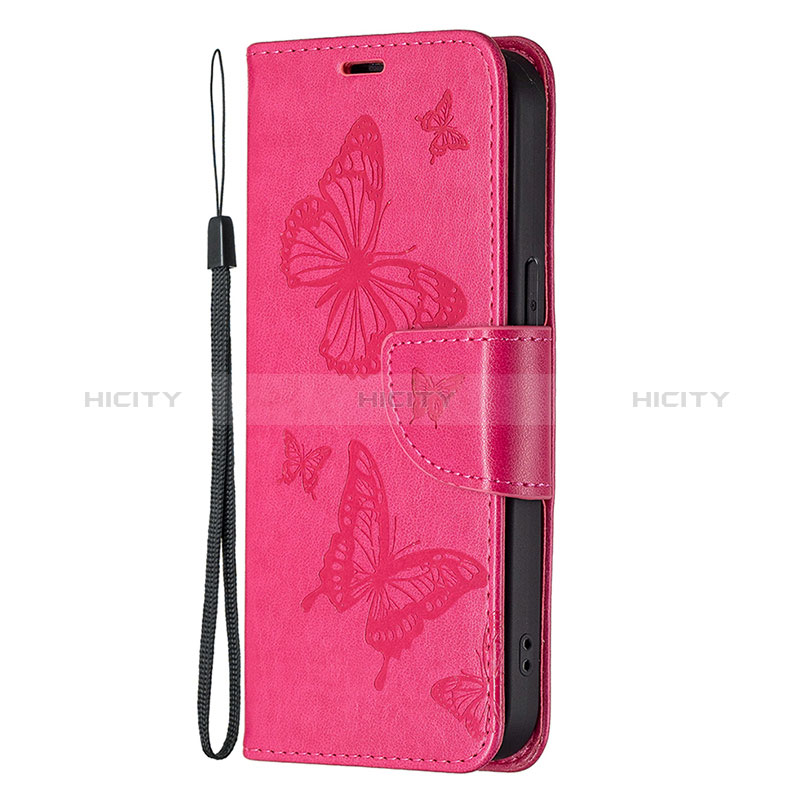 Handytasche Stand Schutzhülle Flip Leder Hülle Schmetterling L09 für Apple iPhone 14 Pro Pink