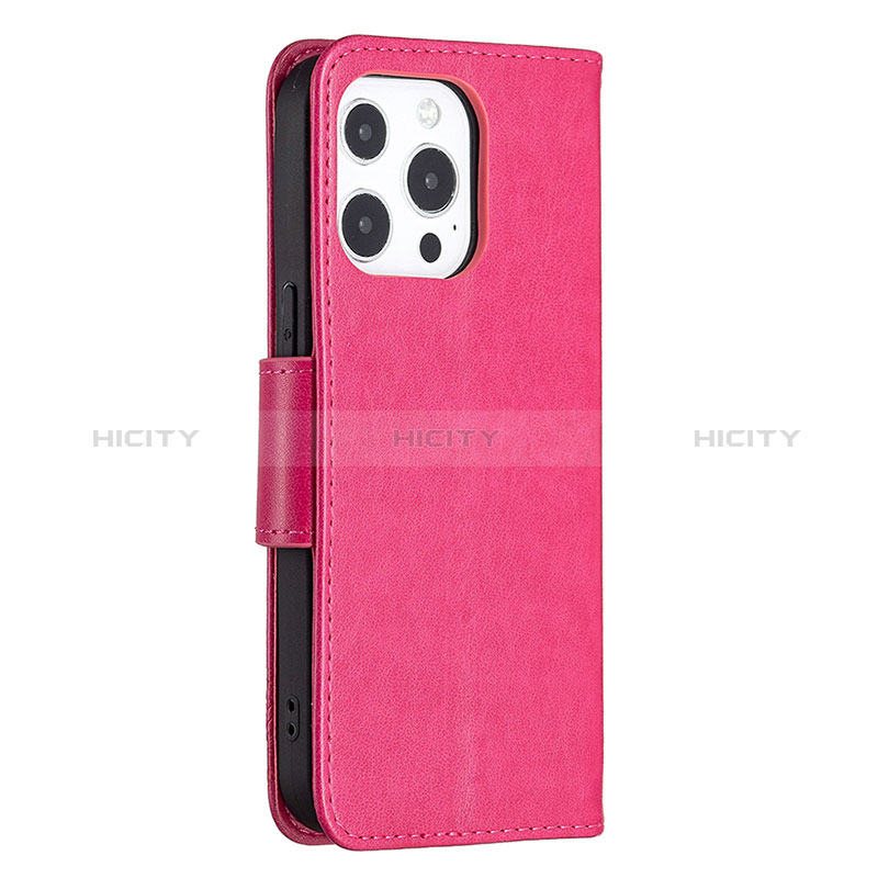 Handytasche Stand Schutzhülle Flip Leder Hülle Schmetterling L09 für Apple iPhone 14 Pro Pink