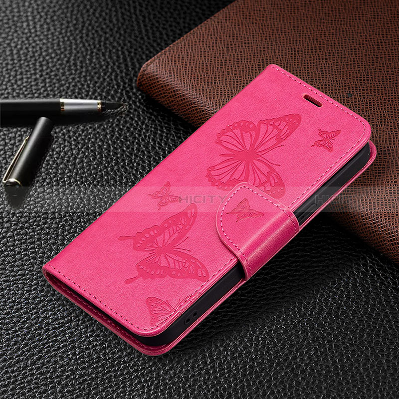 Handytasche Stand Schutzhülle Flip Leder Hülle Schmetterling L09 für Apple iPhone 14 Pro Pink