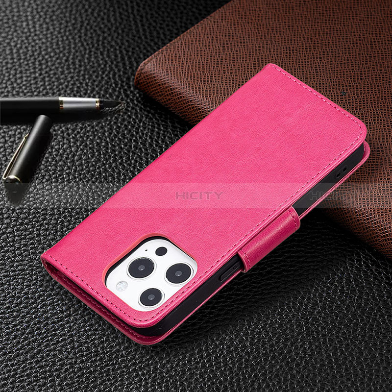 Handytasche Stand Schutzhülle Flip Leder Hülle Schmetterling L09 für Apple iPhone 14 Pro Pink