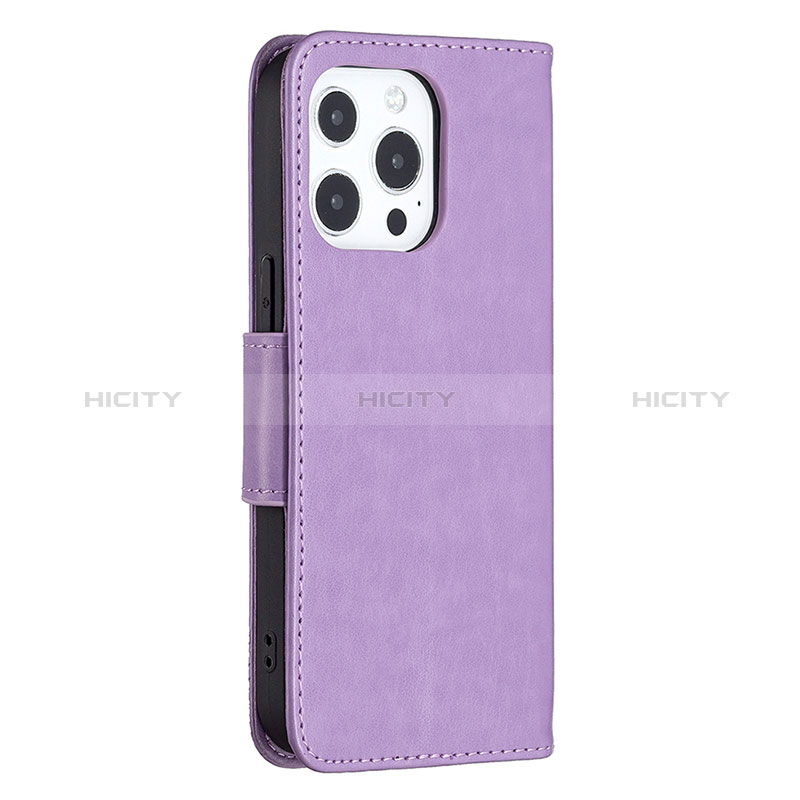 Handytasche Stand Schutzhülle Flip Leder Hülle Schmetterling L09 für Apple iPhone 14 Pro Violett