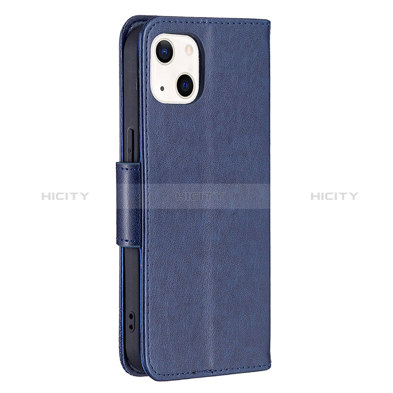 Handytasche Stand Schutzhülle Flip Leder Hülle Schmetterling L09 für Apple iPhone 15 Blau groß