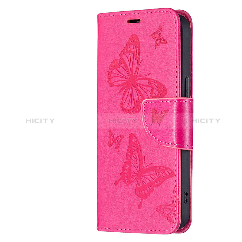 Handytasche Stand Schutzhülle Flip Leder Hülle Schmetterling L09 für Apple iPhone 15 Pink groß