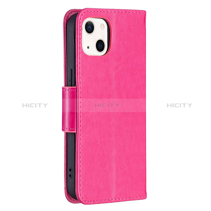 Handytasche Stand Schutzhülle Flip Leder Hülle Schmetterling L09 für Apple iPhone 15 Pink groß