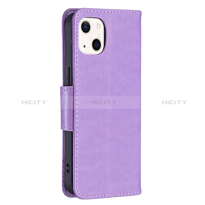 Handytasche Stand Schutzhülle Flip Leder Hülle Schmetterling L09 für Apple iPhone 15 Plus Violett