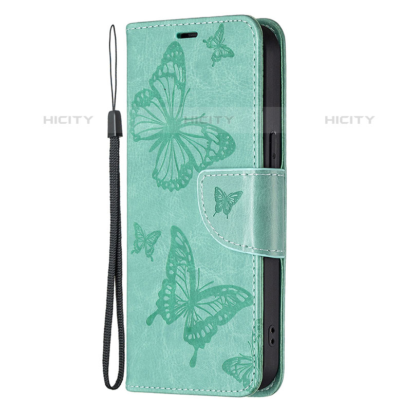 Handytasche Stand Schutzhülle Flip Leder Hülle Schmetterling L09 für Apple iPhone 15 Pro Grün