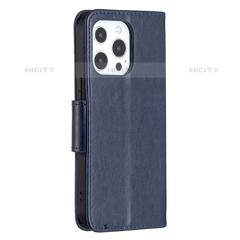 Handytasche Stand Schutzhülle Flip Leder Hülle Schmetterling L09 für Apple iPhone 15 Pro Max Blau