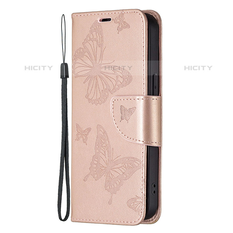 Handytasche Stand Schutzhülle Flip Leder Hülle Schmetterling L09 für Apple iPhone 15 Pro Max Rosa