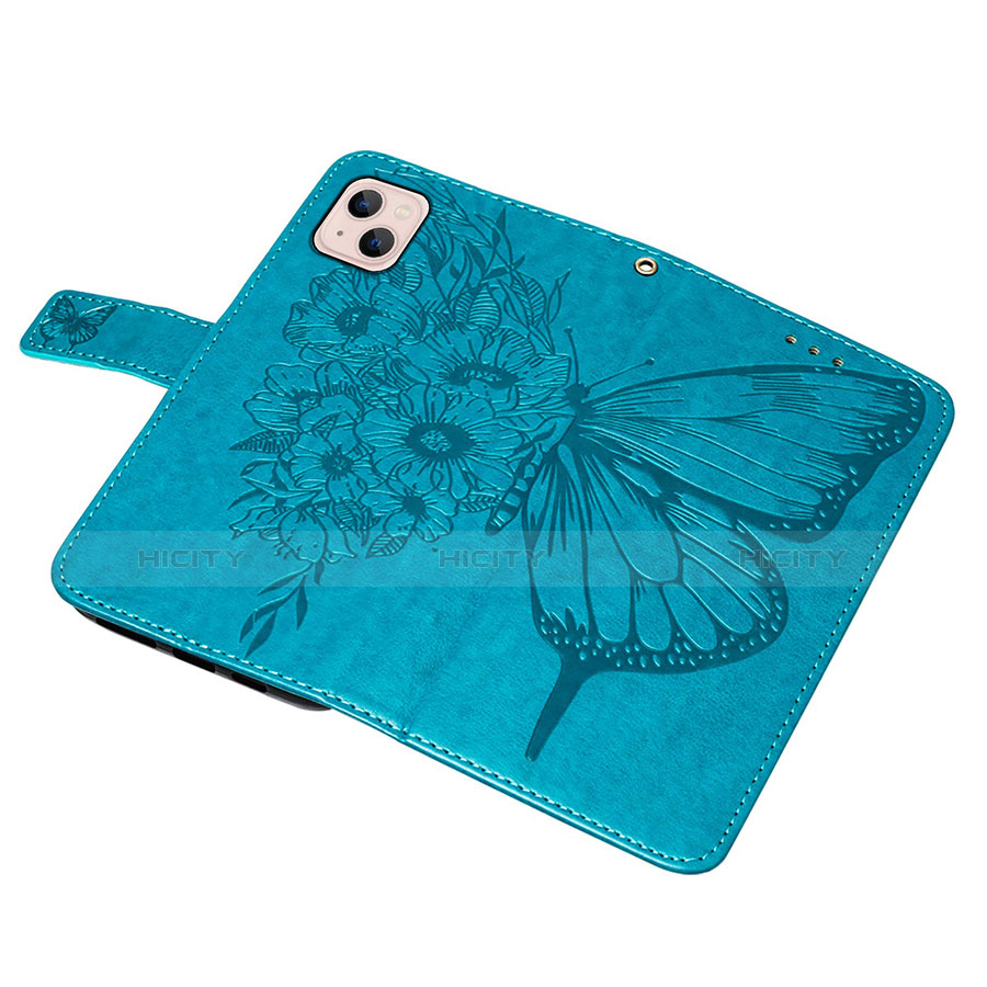 Handytasche Stand Schutzhülle Flip Leder Hülle Schmetterling L10 für Apple iPhone 13 Mini Blau