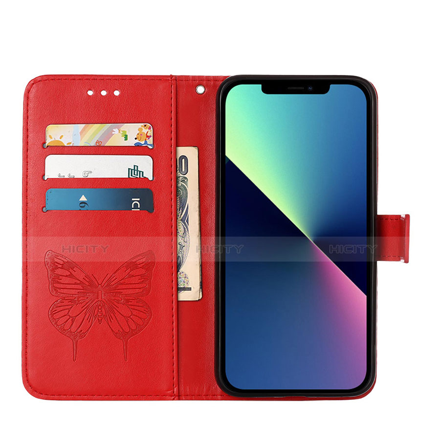 Handytasche Stand Schutzhülle Flip Leder Hülle Schmetterling L10 für Apple iPhone 13 Mini Rot