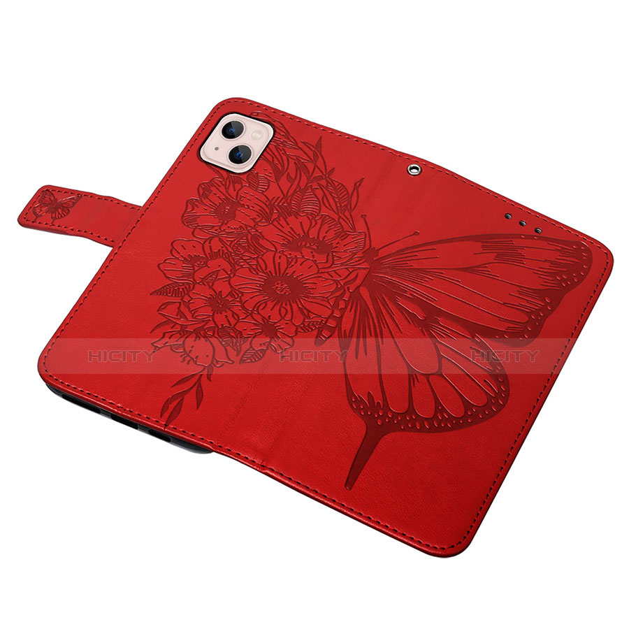 Handytasche Stand Schutzhülle Flip Leder Hülle Schmetterling L10 für Apple iPhone 13 Mini Rot