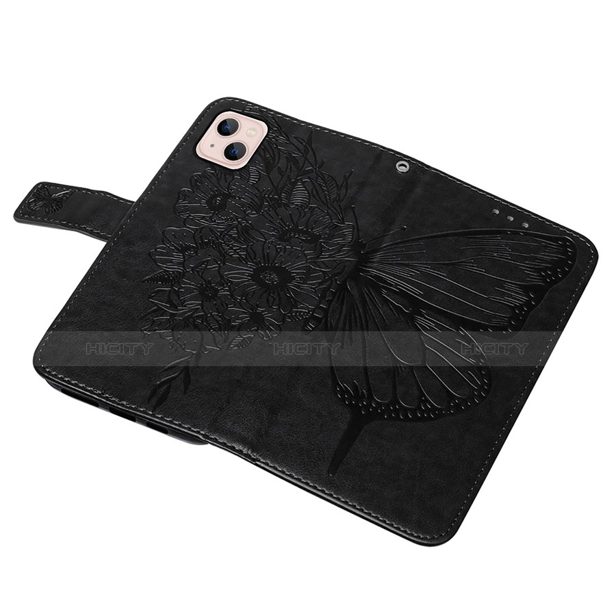 Handytasche Stand Schutzhülle Flip Leder Hülle Schmetterling L10 für Apple iPhone 13 Mini Schwarz