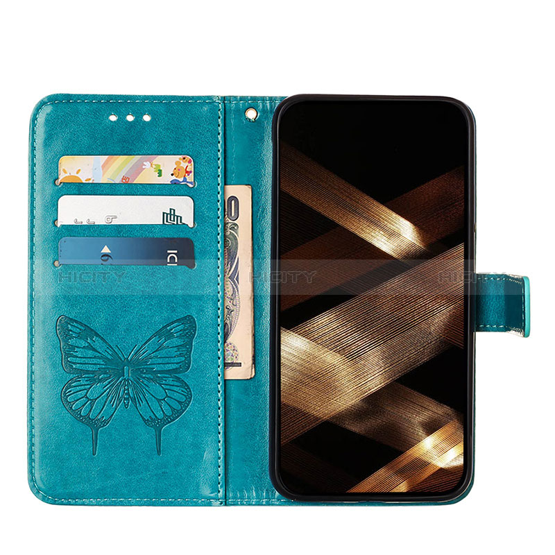 Handytasche Stand Schutzhülle Flip Leder Hülle Schmetterling L10 für Apple iPhone 14 Pro Blau