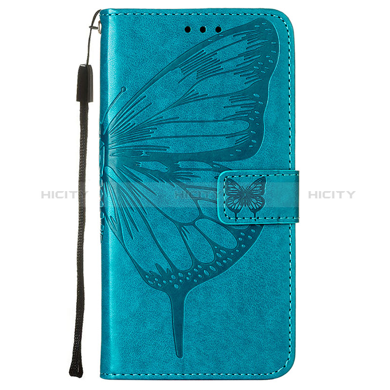 Handytasche Stand Schutzhülle Flip Leder Hülle Schmetterling L10 für Apple iPhone 14 Pro Max Blau groß