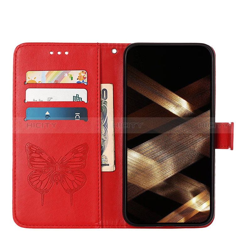 Handytasche Stand Schutzhülle Flip Leder Hülle Schmetterling L10 für Apple iPhone 14 Pro Rot