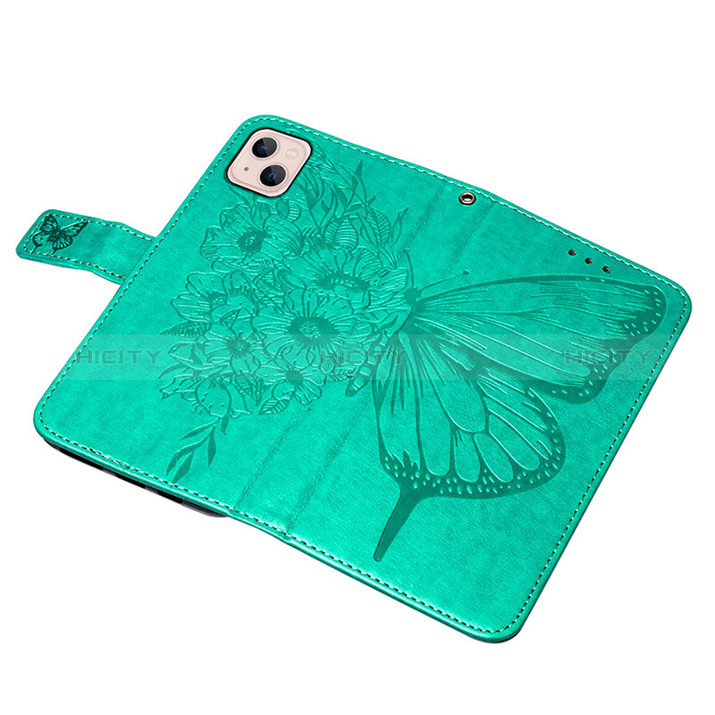 Handytasche Stand Schutzhülle Flip Leder Hülle Schmetterling L10 für Apple iPhone 15 Grün