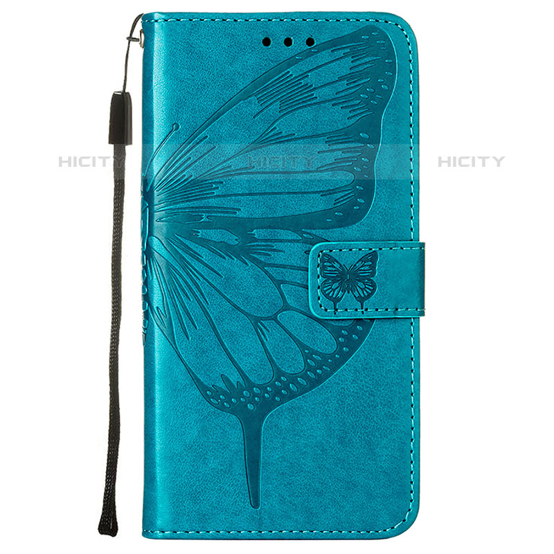 Handytasche Stand Schutzhülle Flip Leder Hülle Schmetterling L10 für Apple iPhone 15 Pro Blau