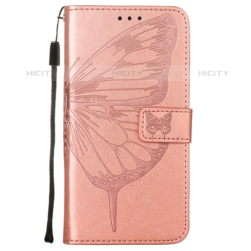 Handytasche Stand Schutzhülle Flip Leder Hülle Schmetterling L10 für Apple iPhone 15 Pro Max Rosegold groß