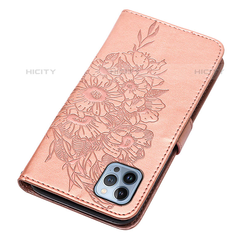 Handytasche Stand Schutzhülle Flip Leder Hülle Schmetterling L10 für Apple iPhone 15 Pro Max Rosegold groß