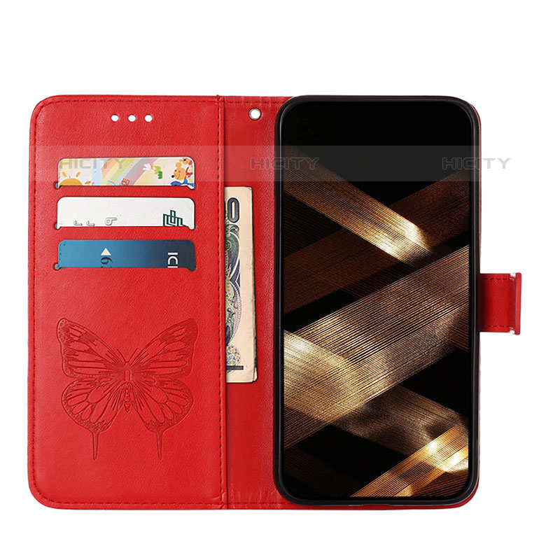 Handytasche Stand Schutzhülle Flip Leder Hülle Schmetterling L10 für Apple iPhone 15 Pro Max Rot