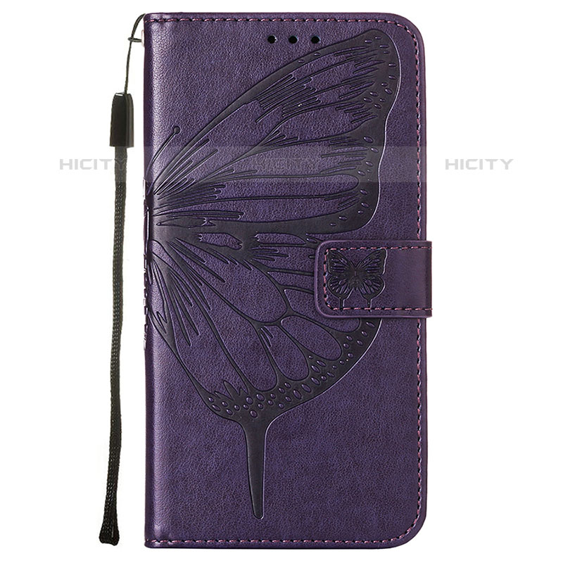 Handytasche Stand Schutzhülle Flip Leder Hülle Schmetterling L10 für Apple iPhone 15 Pro Violett groß