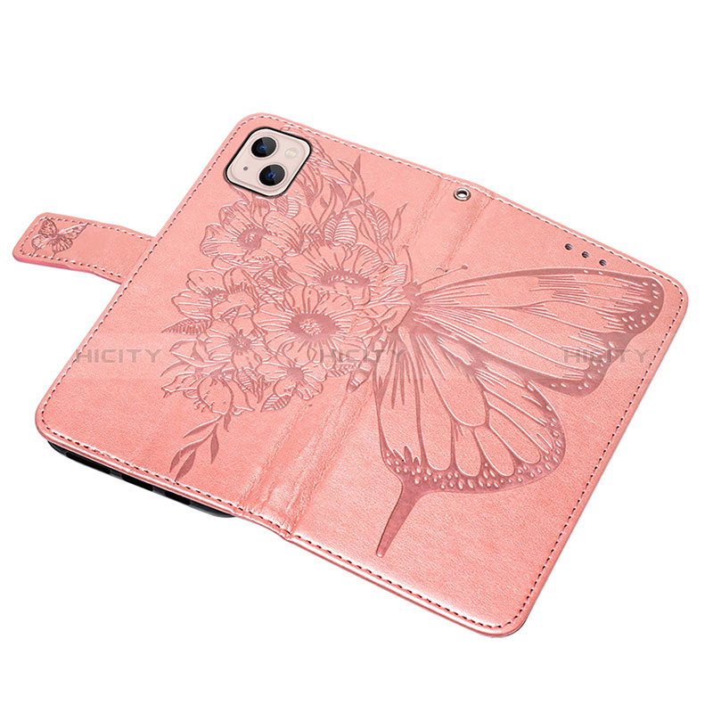 Handytasche Stand Schutzhülle Flip Leder Hülle Schmetterling L10 für Apple iPhone 15 Rosegold