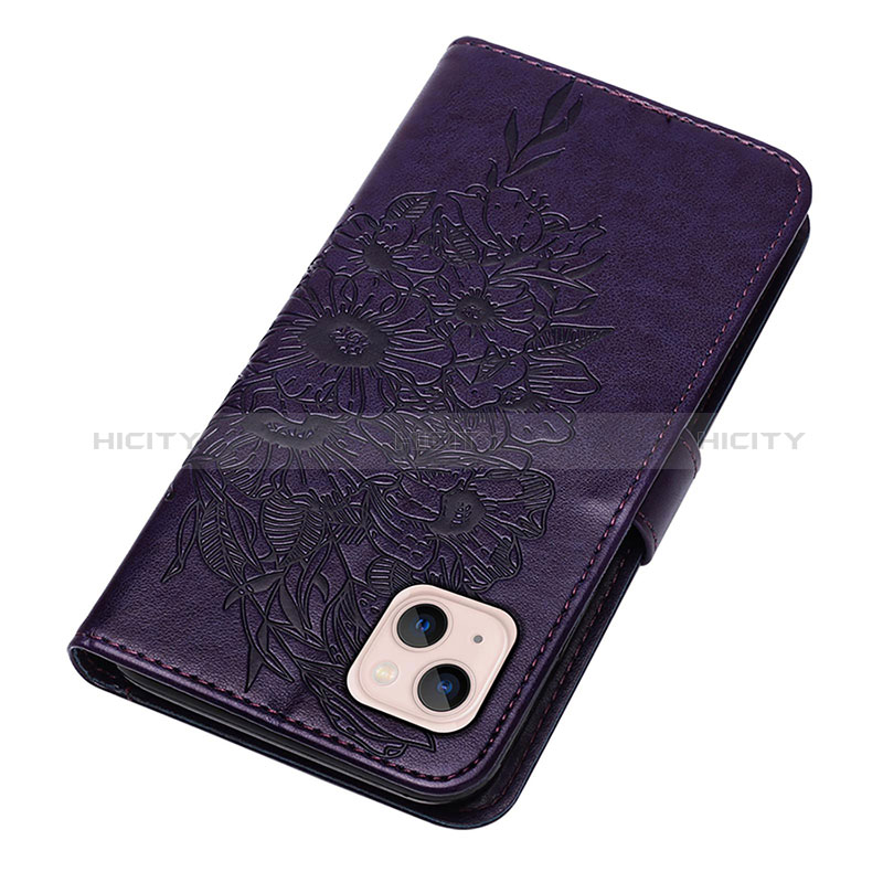 Handytasche Stand Schutzhülle Flip Leder Hülle Schmetterling L10 für Apple iPhone 15 Violett