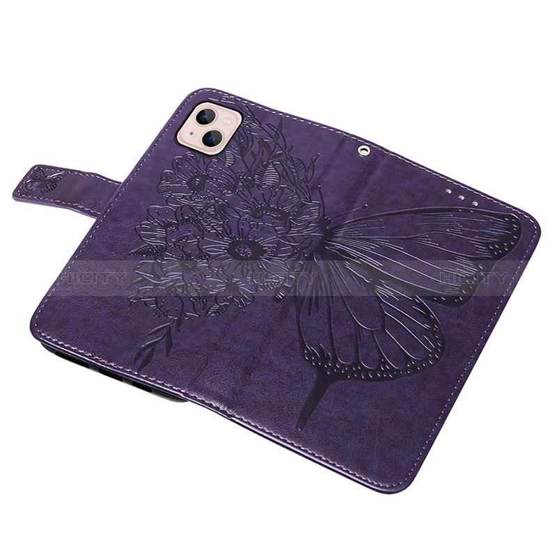 Handytasche Stand Schutzhülle Flip Leder Hülle Schmetterling L10 für Apple iPhone 15 Violett