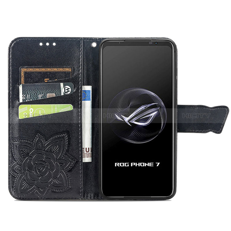 Handytasche Stand Schutzhülle Flip Leder Hülle Schmetterling S01D für Asus ROG Phone 7 Pro