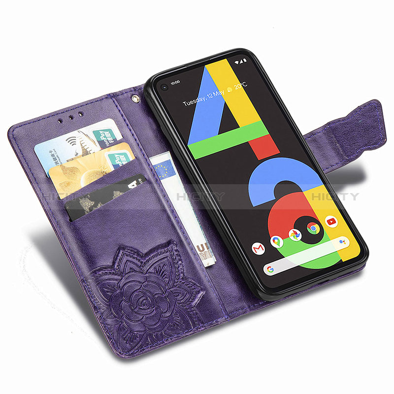 Handytasche Stand Schutzhülle Flip Leder Hülle Schmetterling S01D für Google Pixel 4a