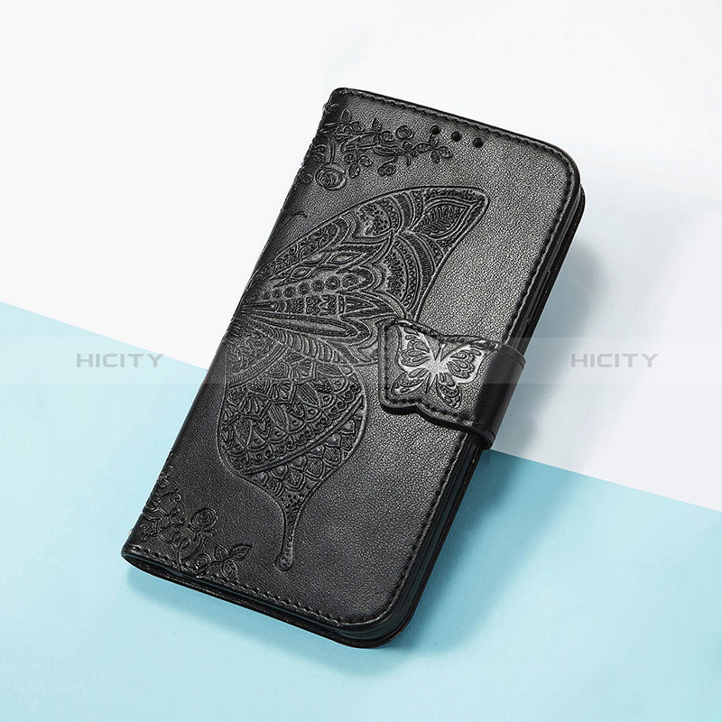 Handytasche Stand Schutzhülle Flip Leder Hülle Schmetterling S01D für Google Pixel 4a 5G Schwarz